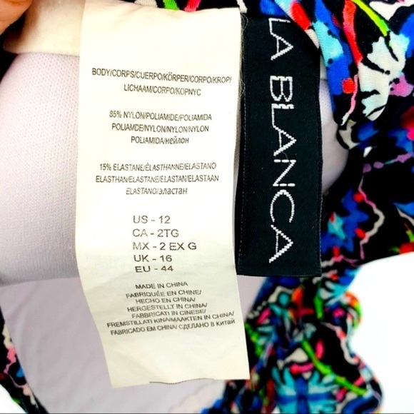 La Blanca Kaleidoscope Geometric Mandala Print Bandeau Bikini Top - Picture 3 of 5